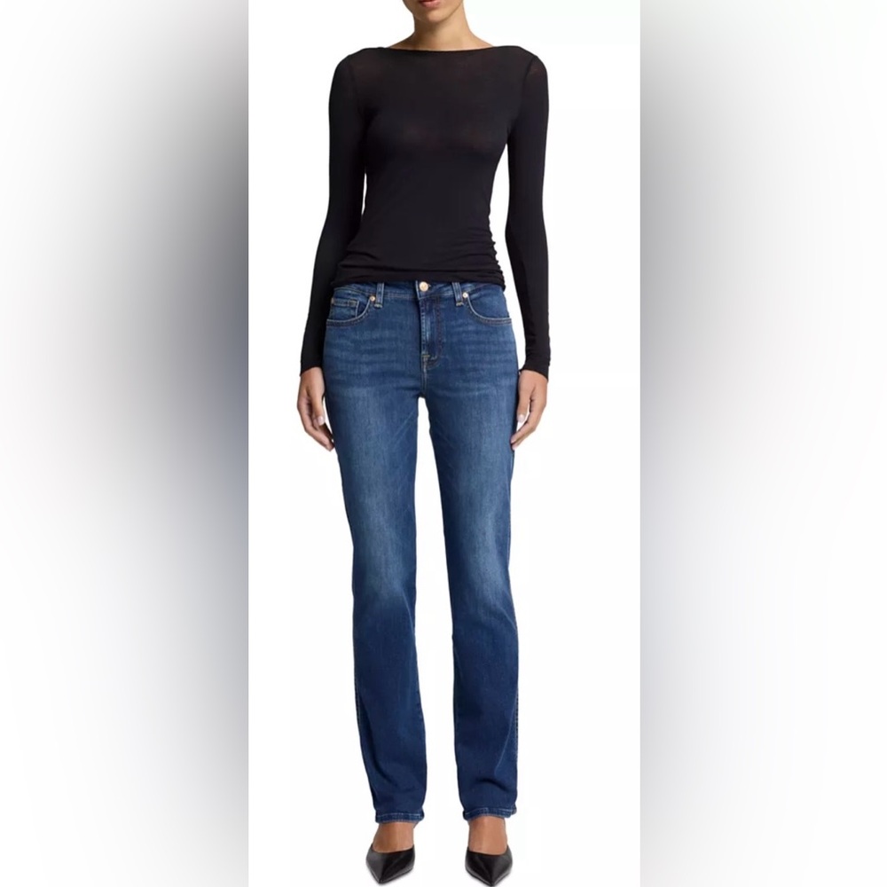 7 For All Mankind Indigo Kimmie Straight Leg Jeans